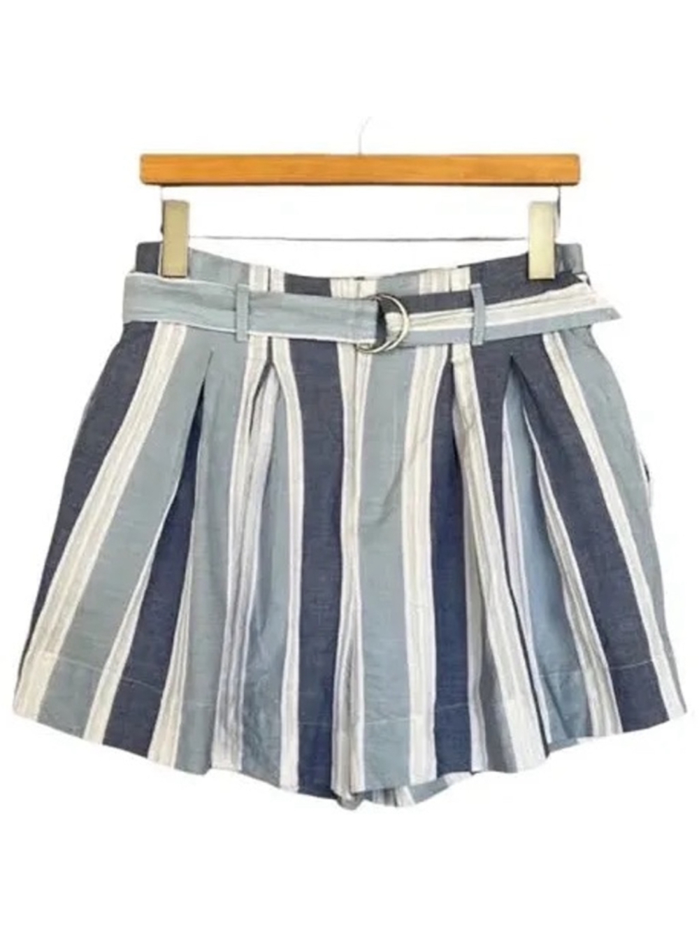 Title: Gianni Bini Blue Stripe Belted Skort Shorts Coastal Preppy Size M